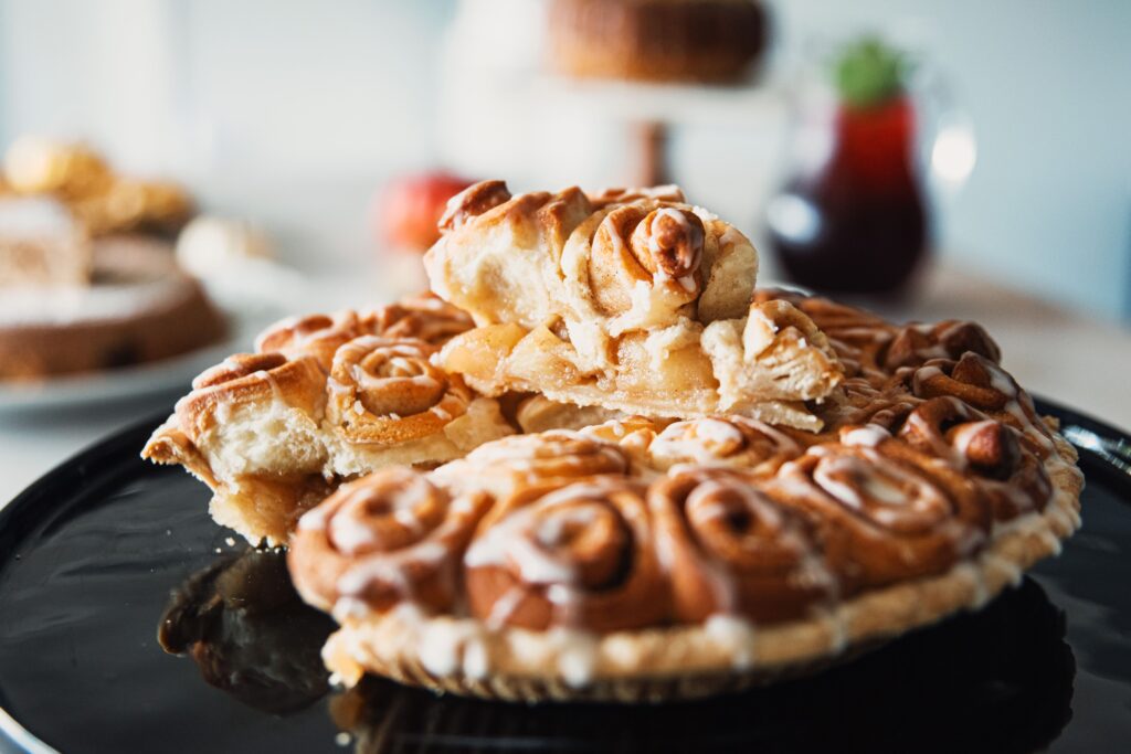 Apple Pie with Cinnamon Roll Crust dessert offered by Catered by Design for Thanksgiving catering in Chicago